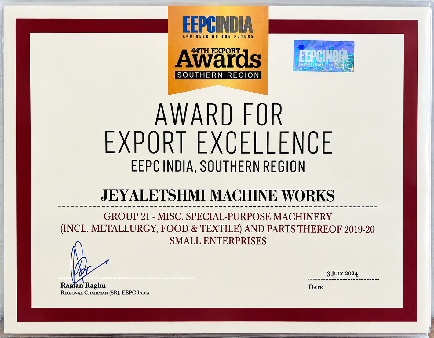 STAR PERFORMER certificate